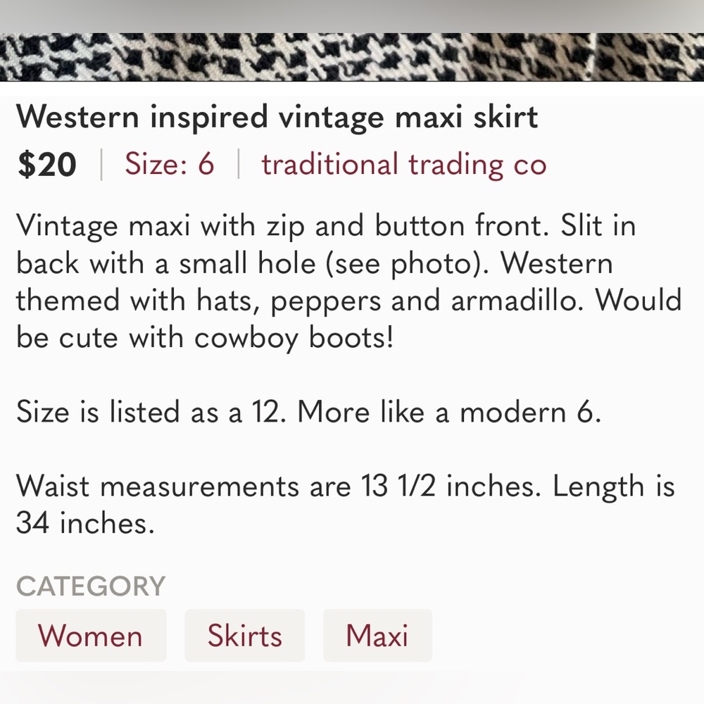 Western Inspired Vintage Maxi Skirt - Picture 2 of 6